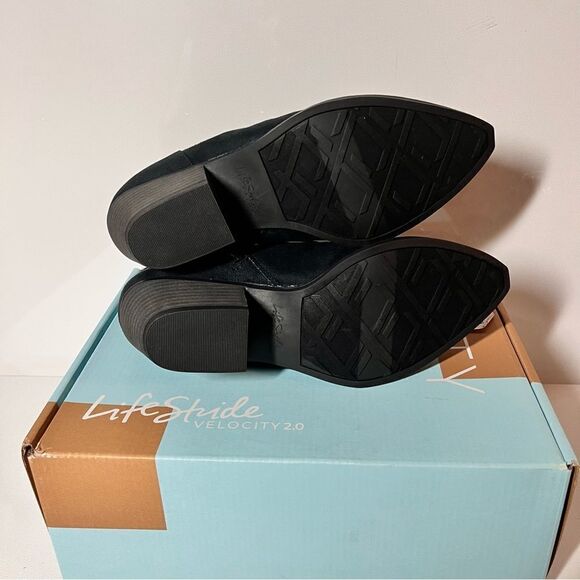 LifeStride Reba Faux Suede Ruched Heels Booties - Picture 6 of 6